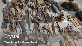  Presentation with hardware - Presentation theme featuring sales meeting industrial - metal hardware background and a  colored foreground