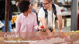  Presentation with healthy diet organic food - Colorful presentation enhanced with sales-of-fresh-and-organic backdrop and a coral colored foreground