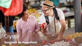  Presentation with healthy diet organic food - Presentation theme featuring sales-of-fresh-and-organic background and a violet colored foreground