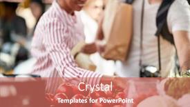  Presentation with healthy diet organic food - Presentation theme with sales-of-fresh-and-organic background and a coral colored foreground