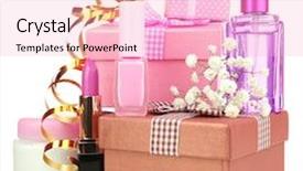  Presentation with cosmetics beauty cosmetic white - PPT theme enhanced with sales offer - beauty set gift isolated background and a lemonade colored foreground