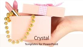  Presentation with gift - PPT layouts enhanced with sales offer - beauty set gift isolated background and a  colored foreground