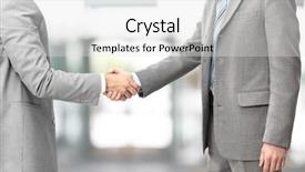  Presentation with hand shake office - Colorful theme enhanced with sales people - business men hand shake backdrop and a light gray colored foreground