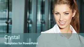  Presentation with house model software - PPT layouts consisting of sales people - businesswoman standing outside a modern background and a ocean colored foreground