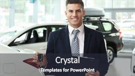  Presentation with car sales - PPT theme having sales people - salesman with key in car background and a wine colored foreground