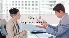  Presentation with team meeting - Beautiful presentation featuring sales people talking - business team during a brainstorming backdrop and a soft green colored foreground