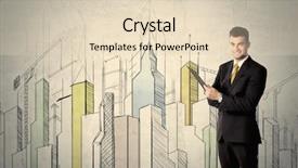  Presentation with businessman standing on maze - Colorful PPT theme enhanced with sales people talking - young adult businessman standing backdrop and a lemonade colored foreground