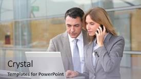  Presentation with people in sales - Slide deck consisting of image of a businessman with boxing gloves in the ring the competition in the business background and a dark gray colored foreground