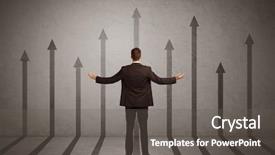  Presentation with arrows - Colorful PPT theme enhanced with sales person in doubt looking backdrop and a  colored foreground