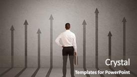  Presentation with person looking out in nature - Slide deck with sales person in doubt looking background and a  colored foreground