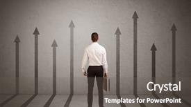  Presentation with arrows - Presentation design having sales person in doubt looking background and a  colored foreground