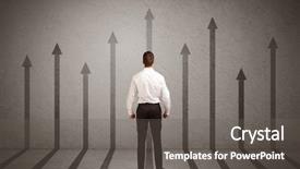  Presentation with arrows - Beautiful slide deck featuring sales person in doubt looking backdrop and a  colored foreground