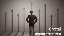  Presentation with sales - PPT theme having sales person in doubt looking background and a  colored foreground