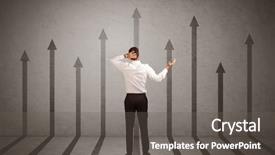  Presentation with arrows - Slide set consisting of sales person in doubt looking background and a  colored foreground