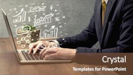  Presentation with sales growth - Beautiful slides featuring sales person in suit using backdrop and a tawny brown colored foreground