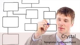  Presentation with sales - Audience pleasing presentation theme consisting of sales pitch - man writing on a clear backdrop and a  colored foreground