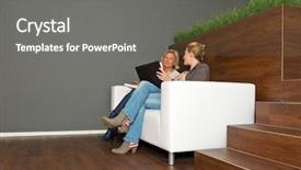  Presentation with business women - Cool new PPT theme with sales pitch - two casually dressed business women backdrop and a gray colored foreground