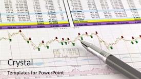  Presentation with pen - Beautiful slides featuring sales plan - pen and business graph backdrop and a sky blue colored foreground