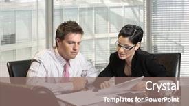  Presentation with young business people - Amazing presentation theme having sales plan - young and good-looking business people backdrop and a gray colored foreground