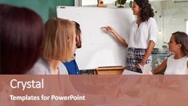  Presentation with team meeting - PPT theme consisting of sales presentation team meeting background and a coral colored foreground