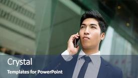  Presentation with cell - Presentation enhanced with sales professional - business man talking background and a  colored foreground