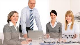  Presentation with team meeting - Amazing slide deck having sales professional - business team meeting happy colleagues backdrop and a  colored foreground