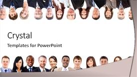  Presentation with group - Cool new theme with sales professional - group of business people backdrop and a white colored foreground