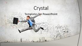  Presentation with sketch urbanism - Presentation design featuring sales professional - image of businessman in jump background and a white colored foreground