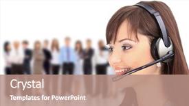  Presentation with arabian woman wearing hijab muslim - Slides having sales professional - woman wearing headset in office background and a  colored foreground