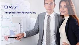  Presentation with team - Slide set consisting of sales professional - young business team working background and a sky blue colored foreground