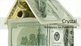  Presentation with white house - Presentation design having sales proposal abstract - dollar house isolated over white background and a mint green colored foreground