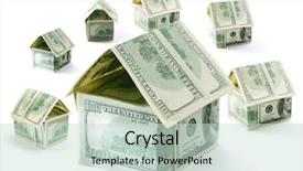  Presentation with dollar - Audience pleasing slides consisting of sales proposal abstract - dollar houses isolated over white backdrop and a soft green colored foreground