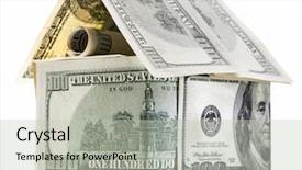  Presentation with white house - Presentation theme featuring sales proposal abstract - house of dollars isolated background and a soft green colored foreground