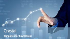  Presentation with market - Slide set enhanced with sales report - close view of businessman touching background and a teal colored foreground