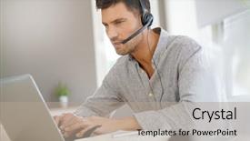  Presentation with sales - Slides having sales representative working from home background and a mint green colored foreground