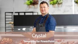  Presentation with fish people - Colorful PPT theme enhanced with seafood shops - food sale small business backdrop and a coral colored foreground