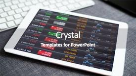  Presentation with tablet - Presentation having sales reviews - tablet computer and financial charts background and a dark gray colored foreground