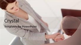  Presentation with welcome - Beautiful theme featuring sales reviews - welcome and handshake business partners backdrop and a light gray colored foreground