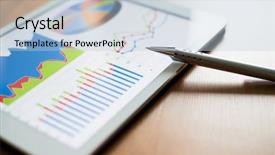  Presentation with workplace - Cool new PPT theme with sales reviews - workplace with digital tablet showing backdrop and a light blue colored foreground