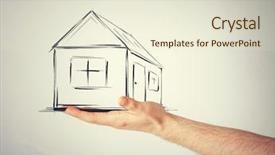  Presentation with virtual hand - PPT layouts enhanced with sales scheme - real estate technology and accomodation background and a lemonade colored foreground