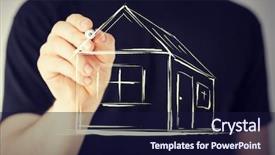  Presentation with real estate growth - PPT theme having sales scheme - real estate technology and accomodation background and a navy blue colored foreground