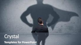  Presentation with superman - Amazing slide set having sales success - confident young elegant salesman backdrop and a gray colored foreground