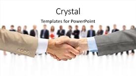  Presentation with handshake - Slide deck consisting of sales success - handshake isolated on business background background and a white colored foreground