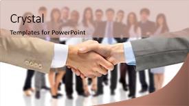  Presentation with sales - Beautiful presentation theme featuring sales success - handshake isolated on business background backdrop and a coral colored foreground