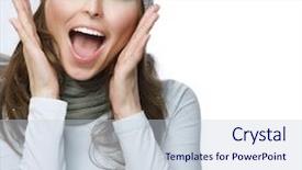  Presentation with of happy birthday candles - PPT theme with sales success - happy young beautiful woman surprised background and a lemonade colored foreground