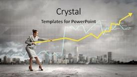  Presentation with pyramid diagram - Colorful theme enhanced with sales success - image of businesswoman pulling graph backdrop and a light gray colored foreground
