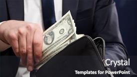  Presentation with money - Beautiful theme featuring sales tax - businessman with money in hands backdrop and a dark gray colored foreground