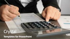  Presentation with calculator - Theme enhanced with sales tax - close up view of man background and a gray colored foreground