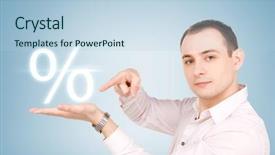  Presentation with percent - Slide set with sales tax - man pointing at percent sign background and a light blue colored foreground