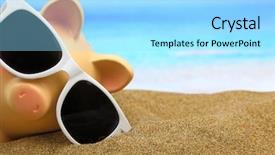  Presentation with piggy bank - Audience pleasing PPT layouts consisting of sales tax - summer piggy bank with sunglasses backdrop and a arctic colored foreground